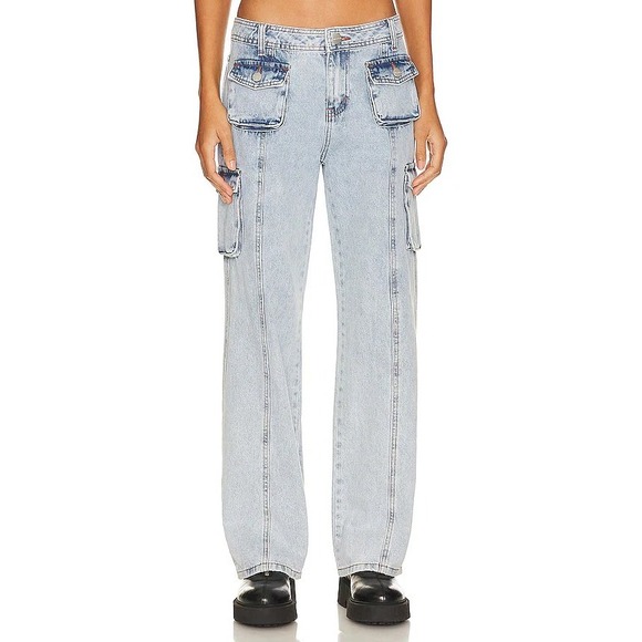 superdown Denim - Superdown Light Wash Denim Brittany Cargo Jeans Womens Size‎ 23